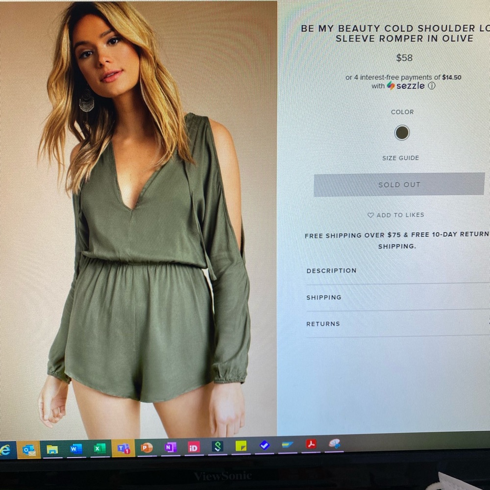 Green/brown long sleeve romper